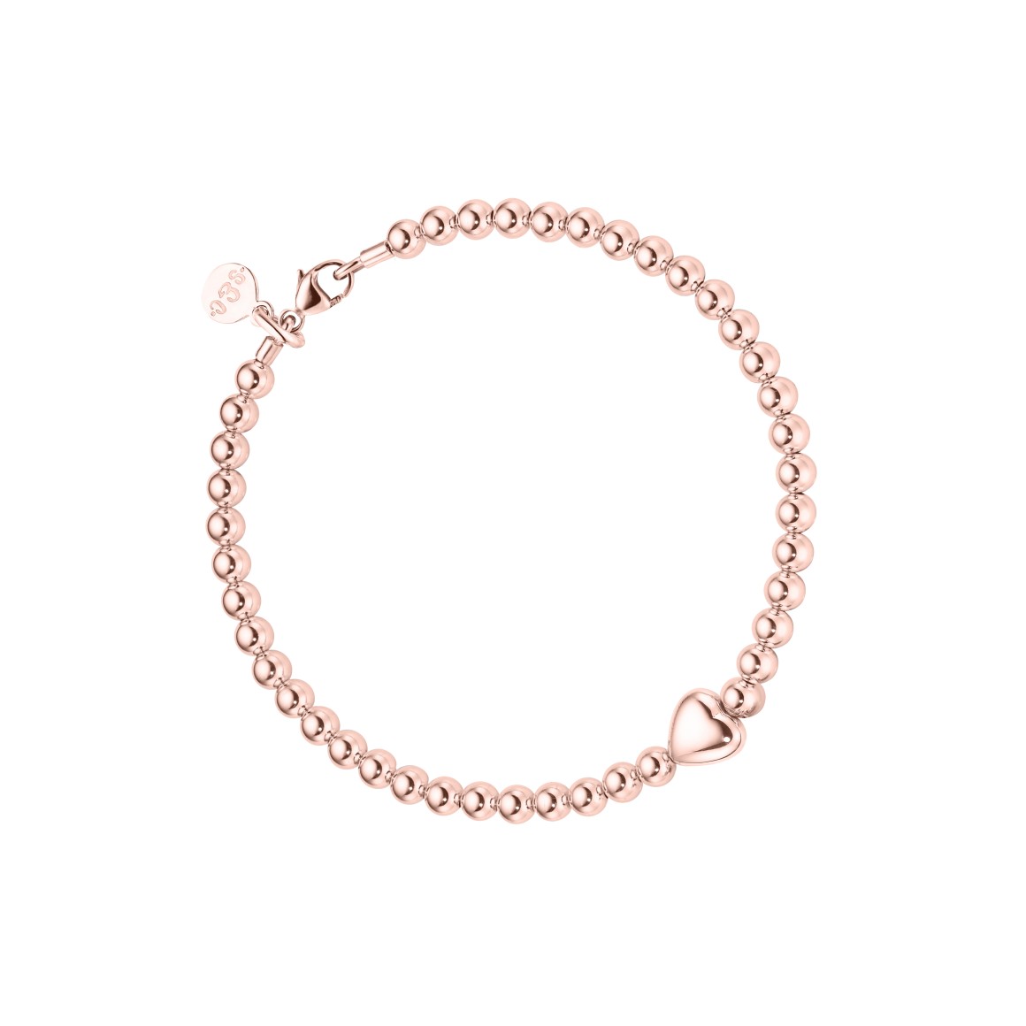 ladies bracelet heart bead 18 karat rose gold